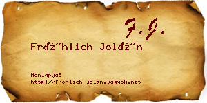Fröhlich Jolán névjegykártya
